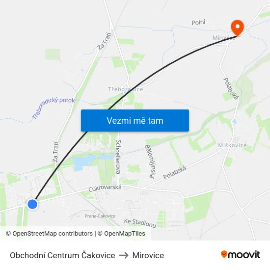 Obchodní Centrum Čakovice to Mirovice map