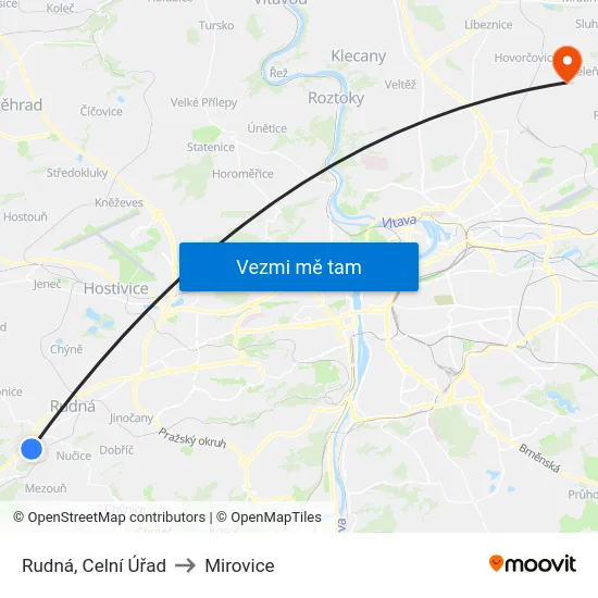 Rudná, Celní Úřad to Mirovice map