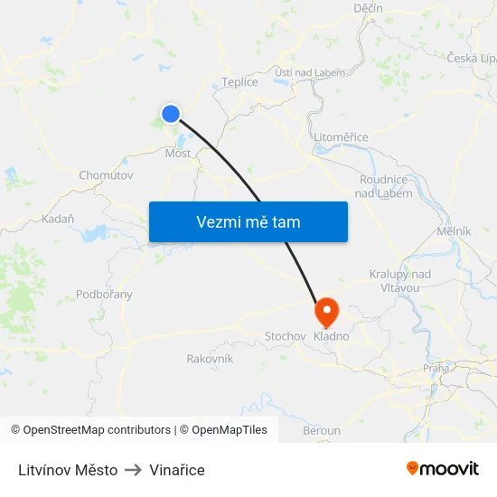 Litvínov Město to Vinařice map