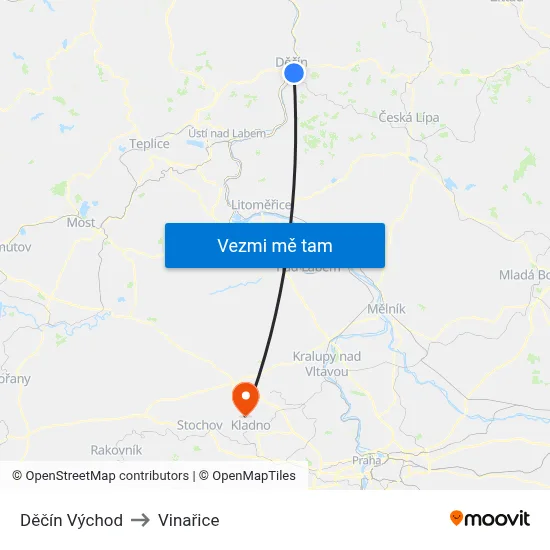 Děčín Východ to Vinařice map