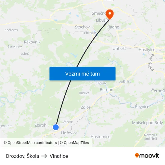 Drozdov, Škola to Vinařice map
