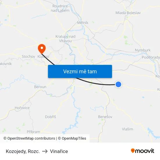 Kozojedy, Rozc. to Vinařice map