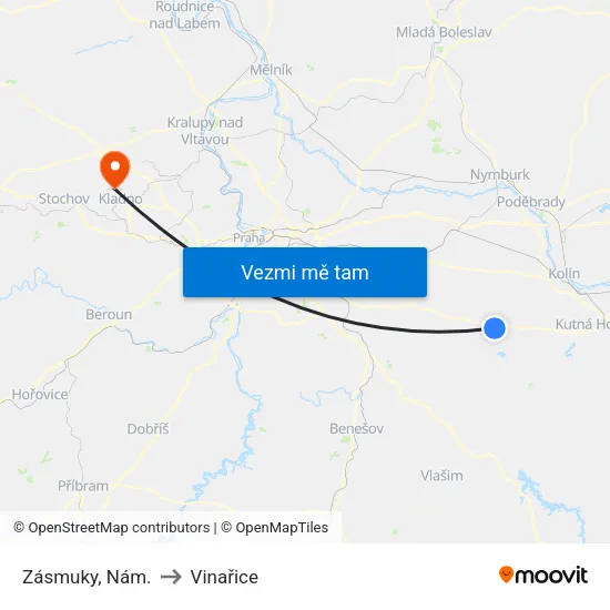 Zásmuky, Nám. to Vinařice map