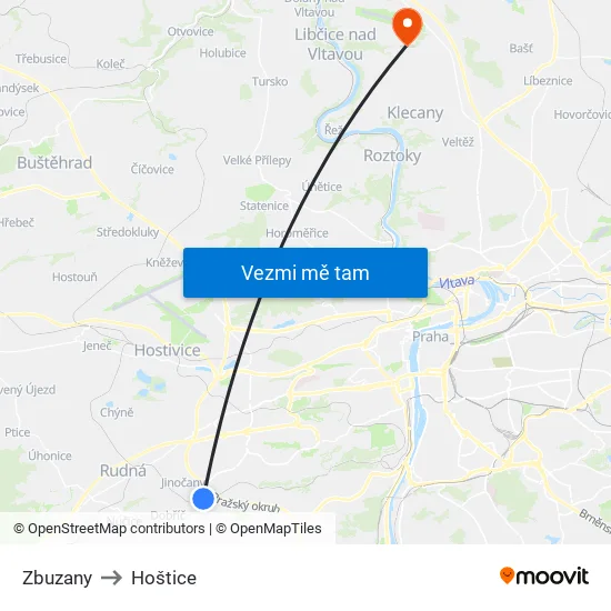 Zbuzany to Hoštice map