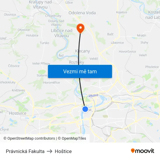 Právnická Fakulta to Hoštice map