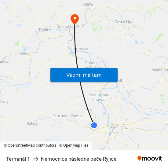 Terminál 1 to Nemocnice následné péče Ryjice map