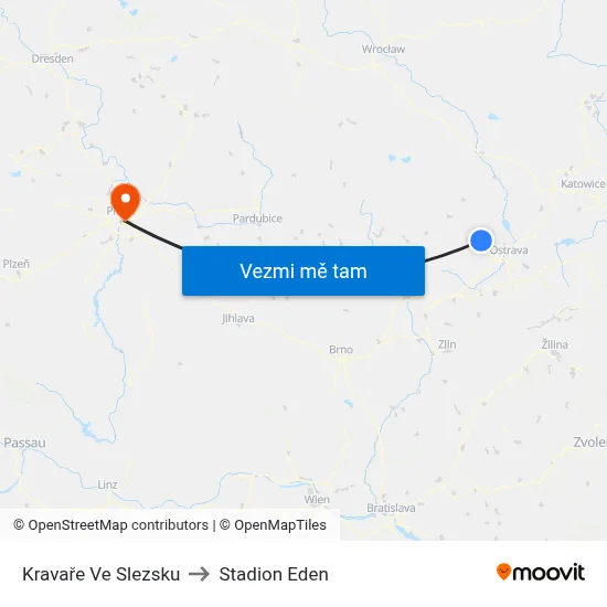 Kravaře Ve Slezsku to Stadion Eden map