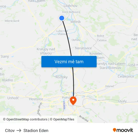 Cítov to Stadion Eden map