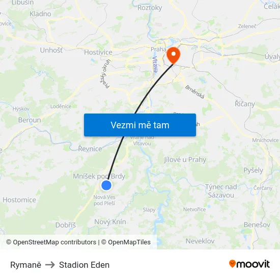 Rymaně to Stadion Eden map