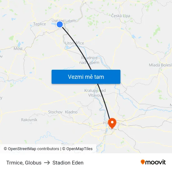 Trmice, Globus to Stadion Eden map
