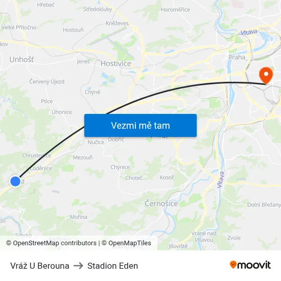 Vráž U Berouna to Stadion Eden map