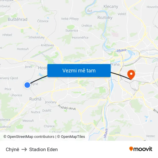 Chýně to Stadion Eden map
