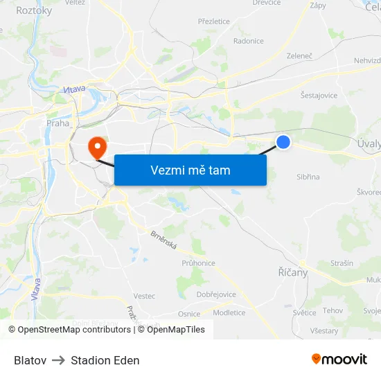 Blatov to Stadion Eden map