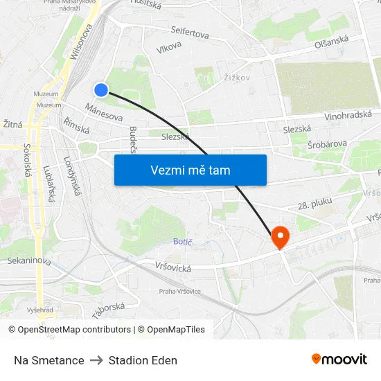 Na Smetance to Stadion Eden map