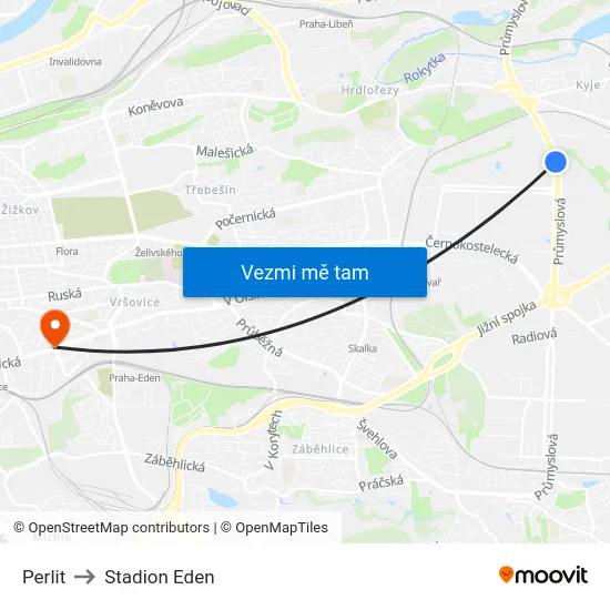 Perlit to Stadion Eden map