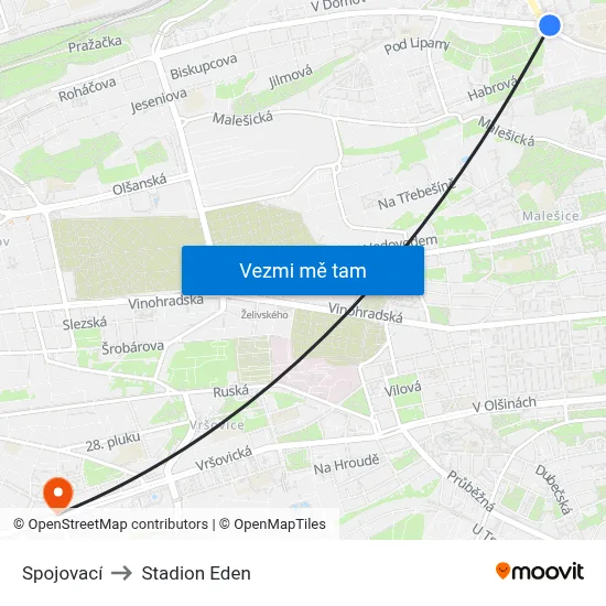 Spojovací to Stadion Eden map
