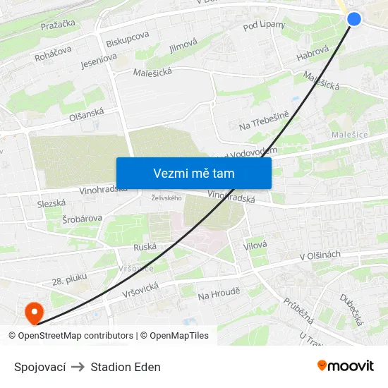 Spojovací to Stadion Eden map