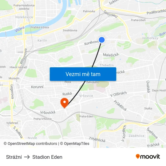 Strážní to Stadion Eden map
