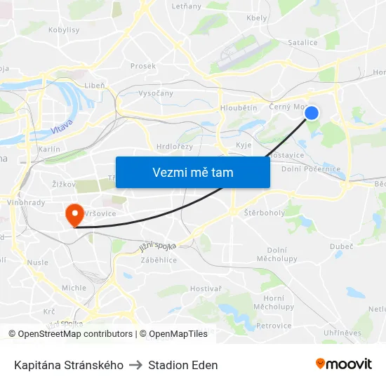 Kapitána Stránského to Stadion Eden map