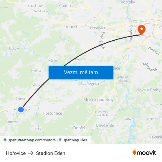 Hořovice to Stadion Eden map