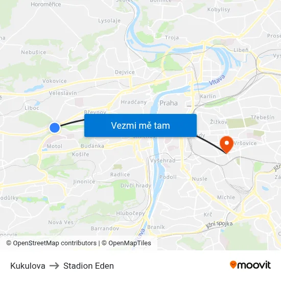 Kukulova to Stadion Eden map