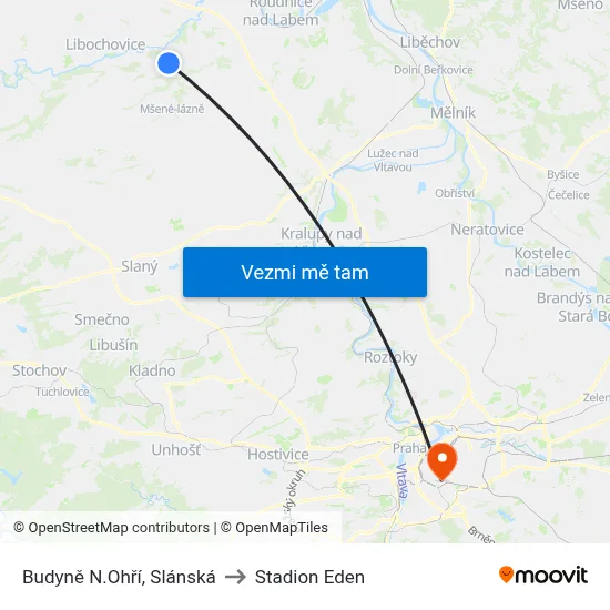 Budyně N.Ohří, Slánská to Stadion Eden map