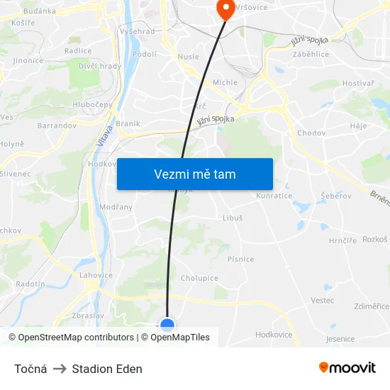Točná to Stadion Eden map