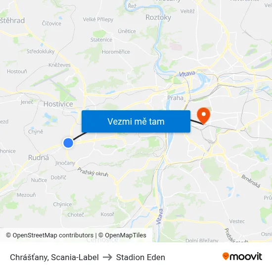 Chrášťany, Scania-Label to Stadion Eden map