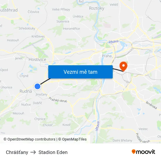 Chrášťany to Stadion Eden map