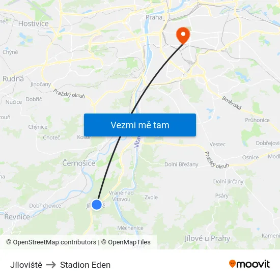 Jíloviště to Stadion Eden map