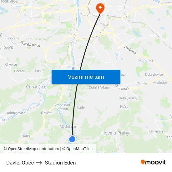 Davle, Obec to Stadion Eden map