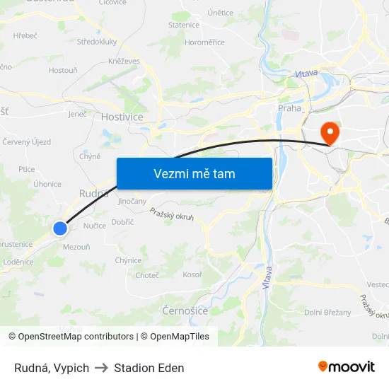 Rudná, Vypich to Stadion Eden map