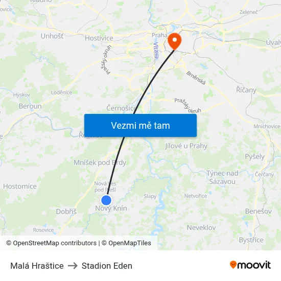 Malá Hraštice to Stadion Eden map