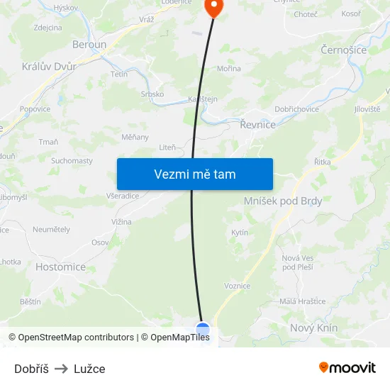 Dobříš to Lužce map