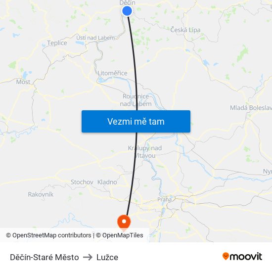 Děčín-Staré Město to Lužce map