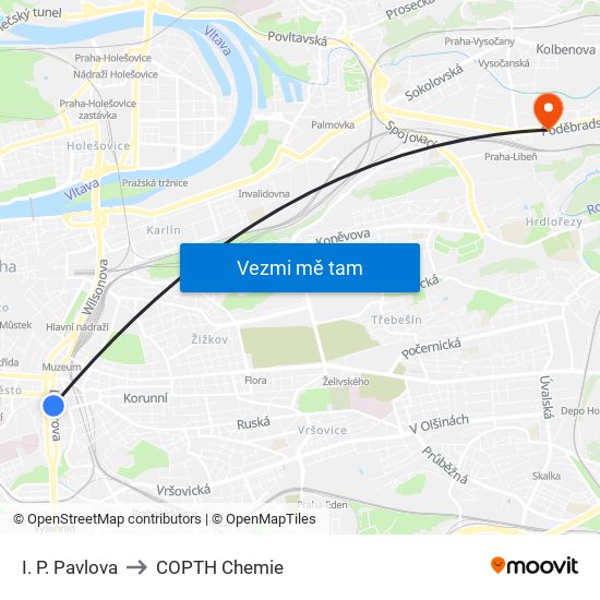 I. P. Pavlova to COPTH Chemie map