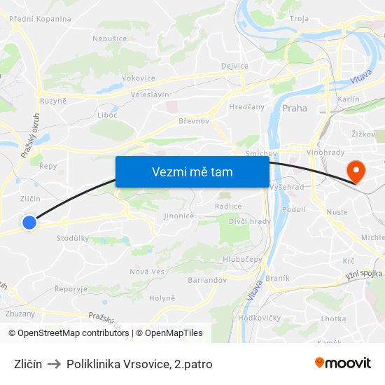 Zličín to Poliklinika Vrsovice, 2.patro map