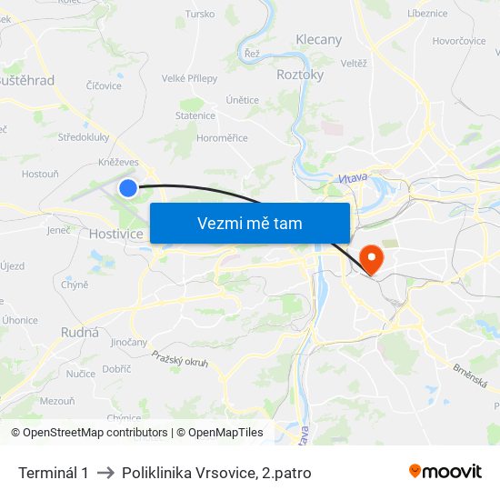 Terminál 1 to Poliklinika Vrsovice, 2.patro map