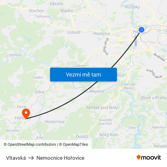 Vltavská to Nemocnice Hořovice map