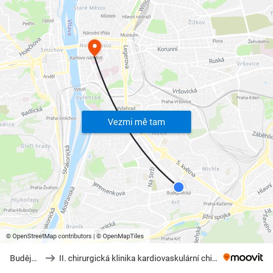 Budějovická to II. chirurgická klinika kardiovaskulární chirurgie 1. LF UK a VFN map