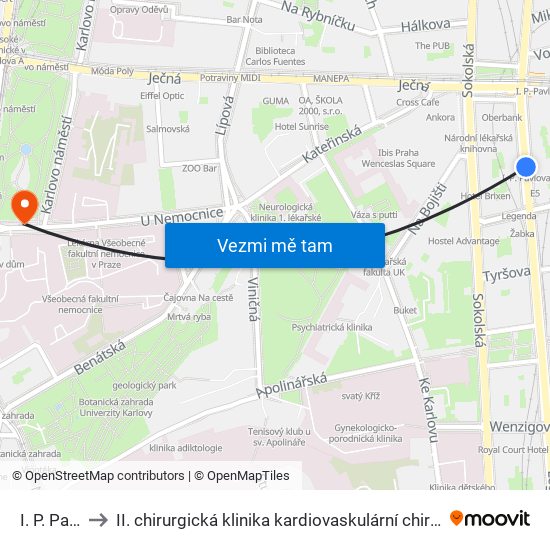 I. P. Pavlova to II. chirurgická klinika kardiovaskulární chirurgie 1. LF UK a VFN map