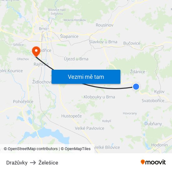 Dražůvky to Želešice map