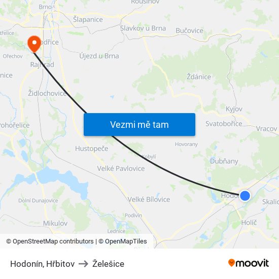 Hodonín, Hřbitov to Želešice map