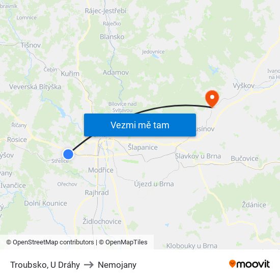 Troubsko, U Dráhy to Nemojany map