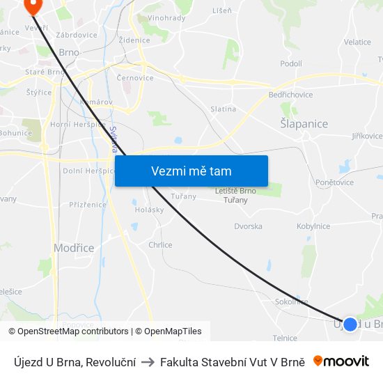 Újezd U Brna, Revoluční to Fakulta Stavební Vut V Brně map