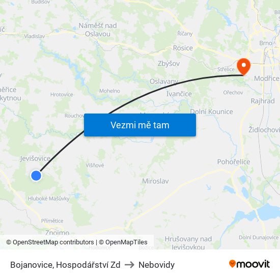 Bojanovice, Hospodářství Zd to Nebovidy map