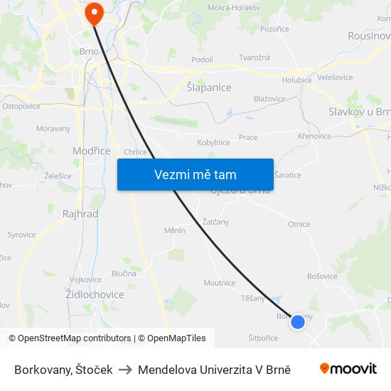 Borkovany, Štoček to Mendelova Univerzita V Brně map