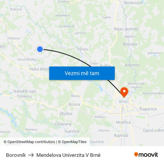 Borovník to Mendelova Univerzita V Brně map