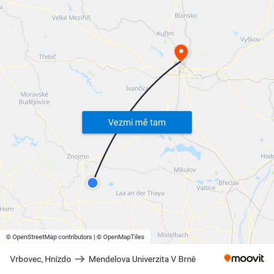 Vrbovec, Hnízdo to Mendelova Univerzita V Brně map