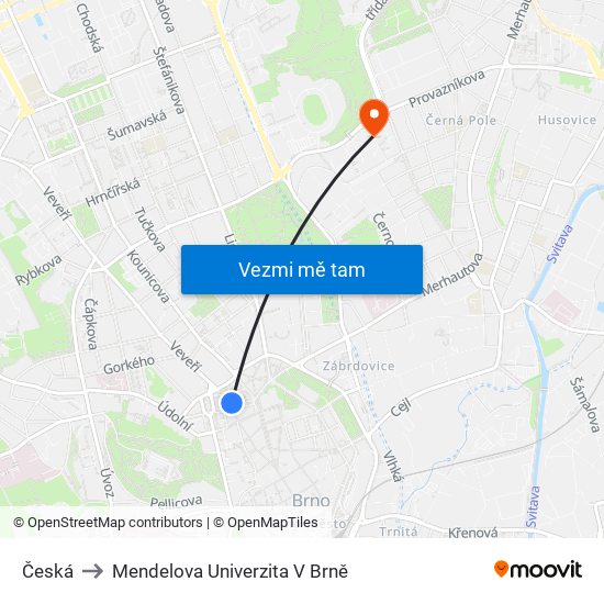 Česká to Mendelova Univerzita V Brně map